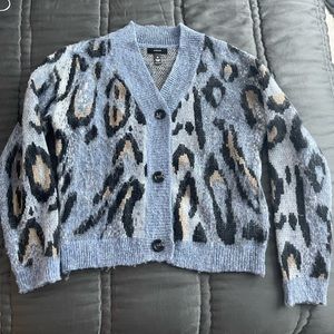 Aqua S leopard cheetah sweater blue TTS